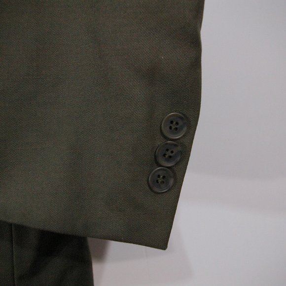 COPY - Vintage Gabardine Wool Blazer Jacket Mens 40S Two Button Green Gray Suit - Picture 5 of 11